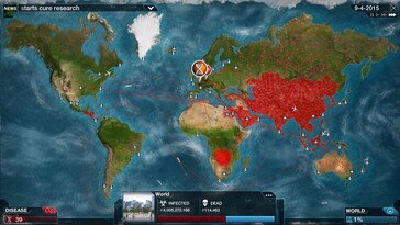 A képen: Egy játékmenet-képernyőkép a Plague Inc: Evolved című játékból.