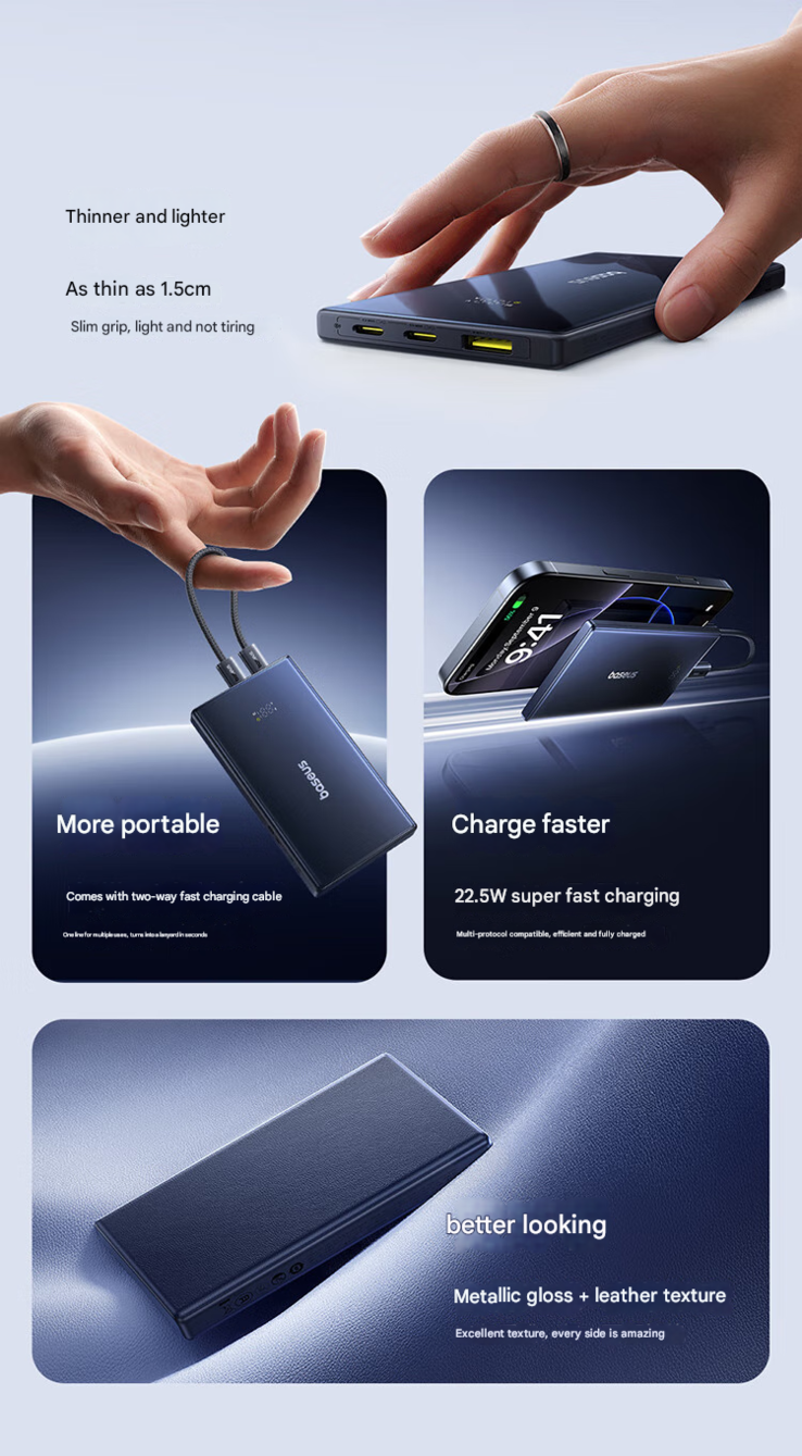 A power bank főbb jellemzői (Kép forrása: Baseus - gépi fordítás)