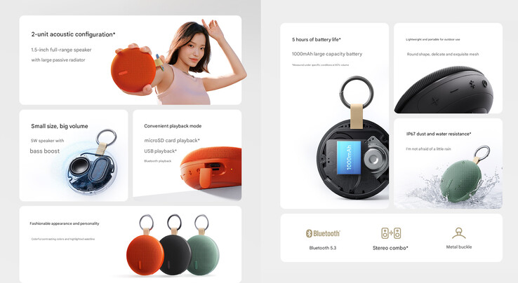 A Redmi Bluetooth Speaker 2 főbb jellemzői (Kép forrása: Xiaomi - gépi fordítás)