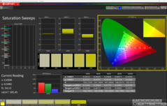 CalMAN telítettség (profil: sRGB)
