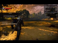 A Witcher 3 fut a macOS 26 Tahoe alatt Crossover és Game Porting Toolkit 3.0 segítségével egy MacBook Pro M1 Max-on. (Kép forrása: Blendlogic Tech a YouTube-on)