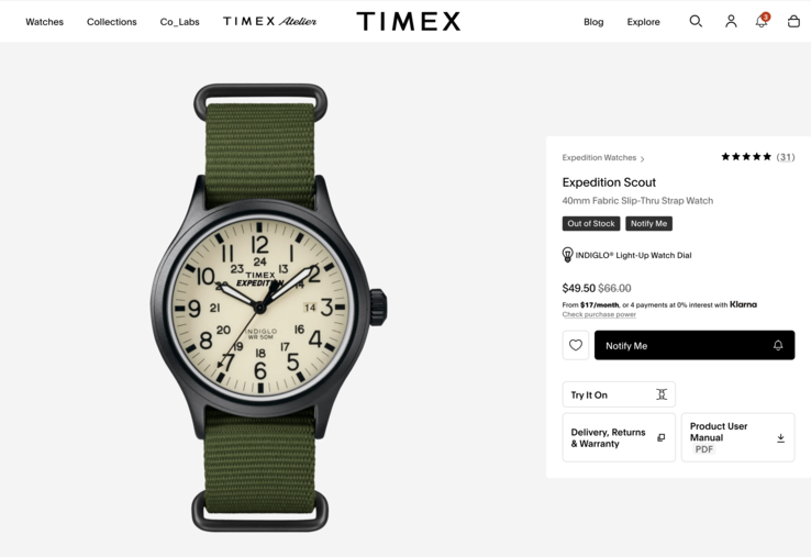 Ez a Timex Expedition Scout modell például 50 dollárba kerül. Kár, hogy éppen nincs raktáron.