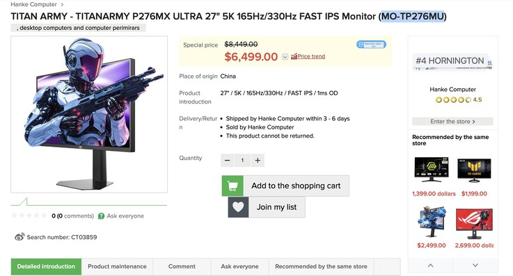 Az új Titan Army P276MX 5K Mini-LED gamer monitor már megvásárolható Hongkongban. 