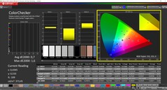 CalMAN ColorChecker kalibrálva (profil: P3, cél színtér: P3)