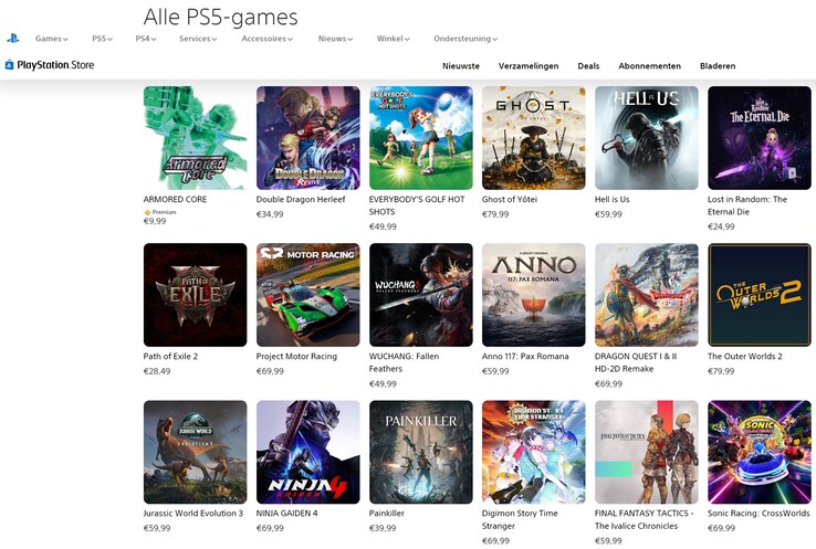 Holland PlayStation Store árak (Kép forrása: screenshot, Sony PlayStation)