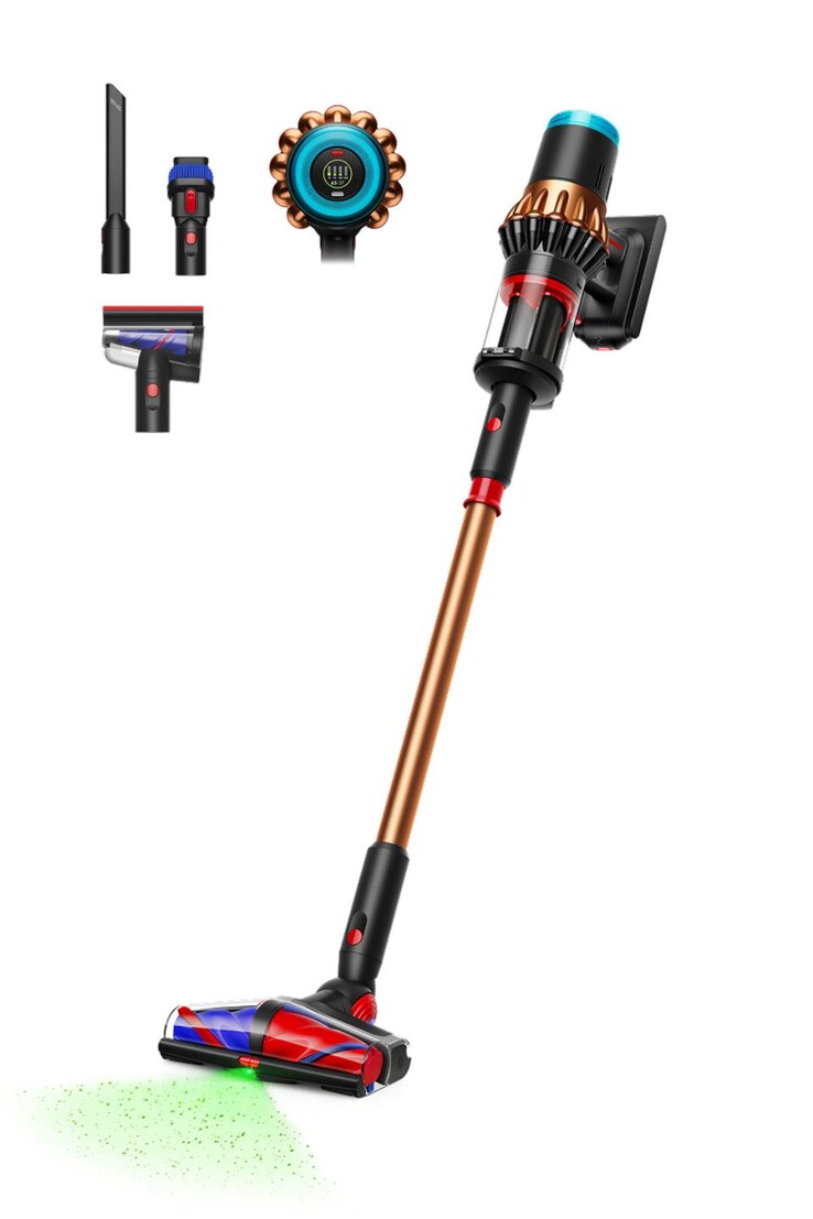A Dyson V16 Piston Animal vezeték nélküli porszívó és tartozékai. (Kép forrása: Dyson)