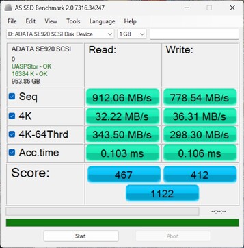 Teljesítményteszt az ADATA SE920-szal USB-C-n keresztül