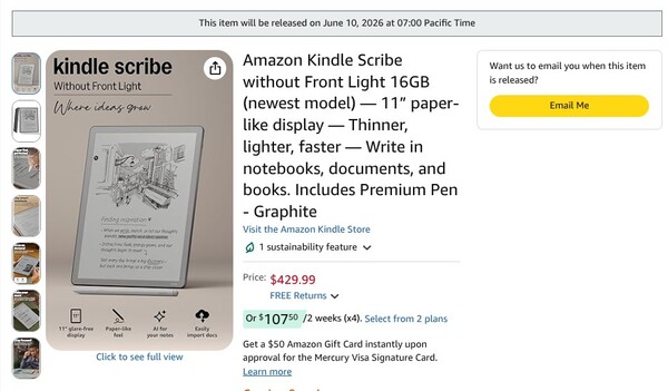 A Kindle Scribe Front Light nélküli Kindle Scribe megjelenési dátuma minden régióban ugyanaz.