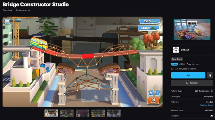 Bridge Constructor Studio ingyenesen az Epic Games Store-ban