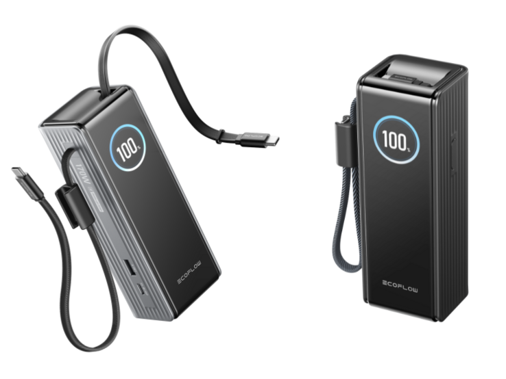 Az EcoFlow Rapid Power Bank (25 000mAh, 170W, 100W beépített és visszahúzható kábel). (Kép forrása: EcoFlow)