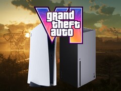 A GTA 6 logója a PS5 és az Xbox konzolok felett látható