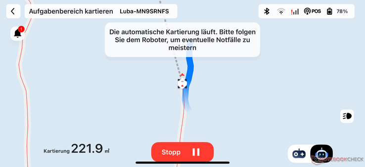 Luba Mini automatikus térképezés közben