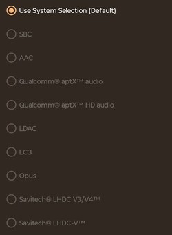 Elérhető Bluetooth audio codec-ek