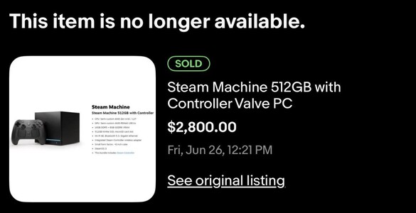 Az eBay-en eladott Steam Machine. 