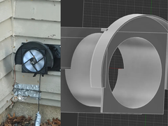 A képen - az egyirányú kizárószerkezet IRL képe (balra), és ugyanennek a tervezési renderelése (jobbra). (Kép forrása: u/Chronus88 via r/3Dprinting)