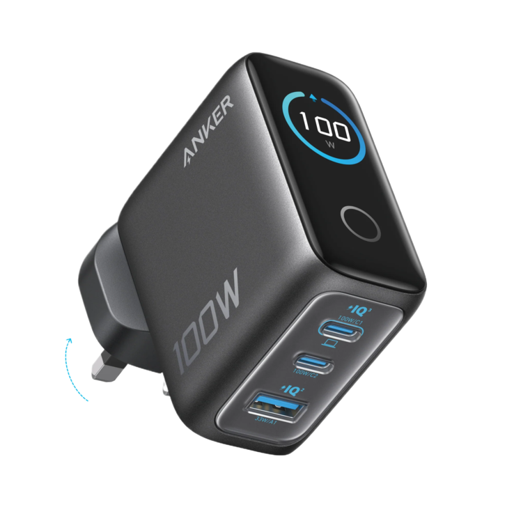 Az Anker töltő (100W, 3 csatlakozó, intelligens kijelző). (Kép forrása: Anker)