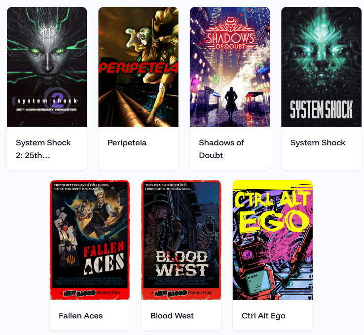 A Return of the Immersive Sim csomagban szereplő összes játék (Kép forrása: Digiphile)