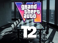 A tárgyalóterem a GTA 6 és a Take Two Interactive logóival