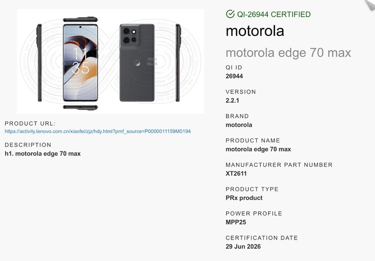 A Motorola Edge 70 Max támogatja a mágneses Qi2-töltőket.