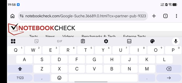 Gboard tájkép módban