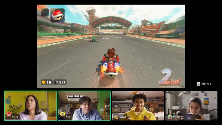 Nintendo Switch 2 GameChat osztott képernyő (Kép forrása: screenshot, Nintendo of America YouTube)