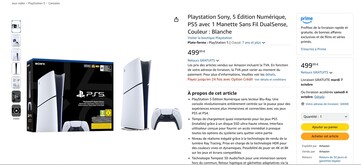A 825 GB-os PS5 Digital Edition az Amazon Franciaországban kapható. (Kép forrása: Amazon)
