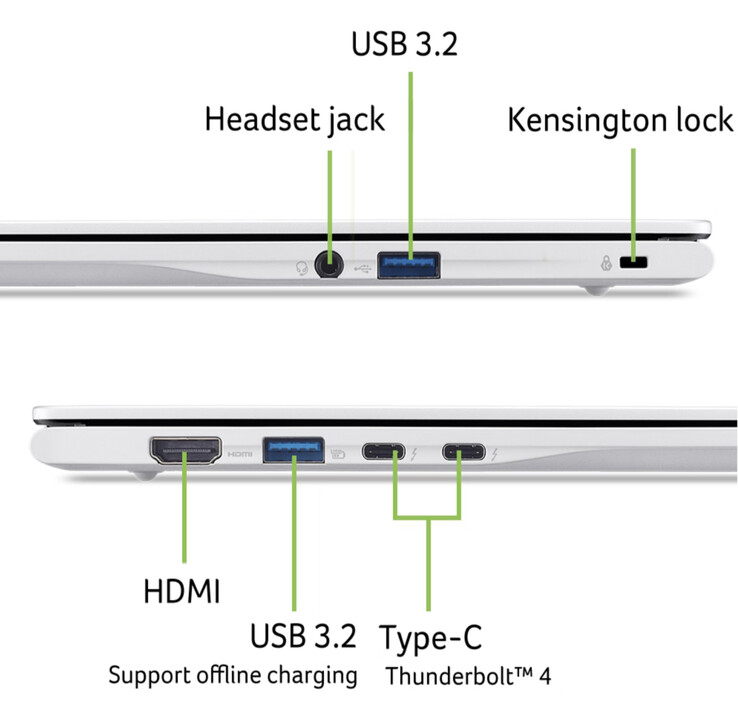 Az Acer Swift Spin 14 (SFSP14-I51T) súlya 1,4 kg, méretei pedig 313 x 232 x 17 mm.