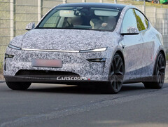 A 2026-os Tesla Model Y teljesítménytesztje a Nürburgringen. (Kép forrása: Carscoops)