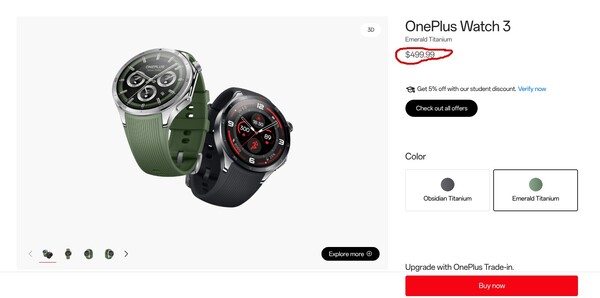A OnePlus nem árulta el, miért kerül többe a OnePlus Watch 3 az Egyesült Államokban, mint eredetileg tervezték. (Kép forrása: OnePlus)