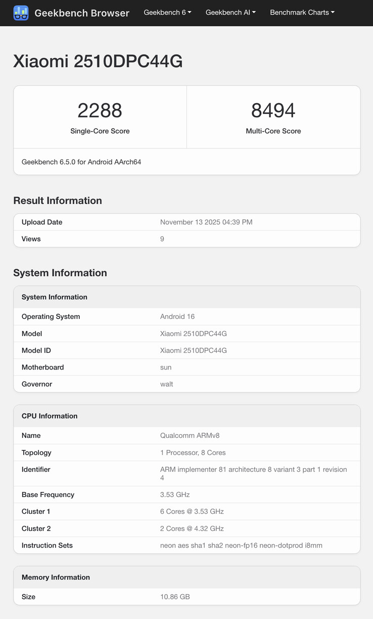 (Kép forrása: Geekbench)