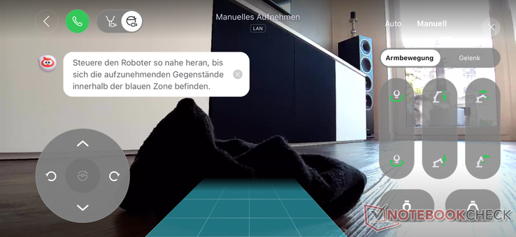 Az OmniGrip kar kézi vezérlése
