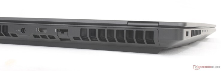 Hátul: hálózati adapter, HDMI 2.1, RJ-45 (2,5 Gbps)