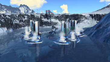Az Anno 2205-ös év épületeit bemutató kép.