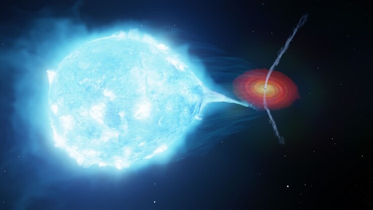 A Cygnus X-1 rendszert bemutató illusztráció.