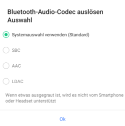 Elérhető Bluetooth audio codec-ek