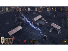 Egy screenshot a Shadow of the Roadból, amely a játék fordulóalapú harcát mutatja be. (Kép forrása: Steam)