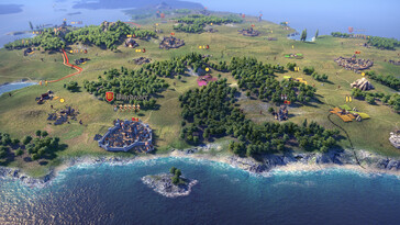 A Knights of Honor II: Sovereign című játékban szereplő térképet ábrázoló kép.