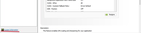 Az Nvidia Vezérlőpultjának képernyőképét a Windows 11 operációs rendszerben, alul a Rendszerinformáció piros színnel kiemelve. (Kép forrása: Windows Screen Capture)