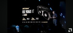 az 1080p-s grafikus kártyák esetében a 12 GB-nak kellene az új normának lennie. Képen az RX 9060 XT bemutató diája (kép forrása: AMD)