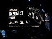 az 1080p-s grafikus kártyák esetében a 12 GB-nak kellene az új normának lennie. Képen az RX 9060 XT bemutató diája (kép forrása: AMD)