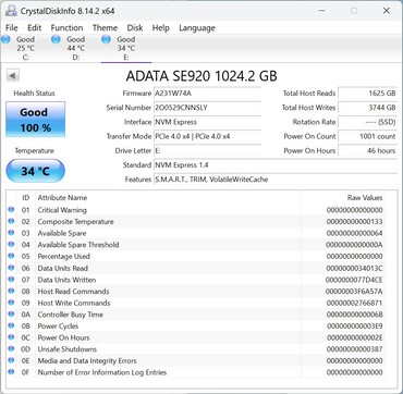 Az ADATA SE920 PCIe 4.0 x4-gyel működik