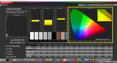 CalMAN ColorChecker (profil: P3 Photography, cél színtér: P3)