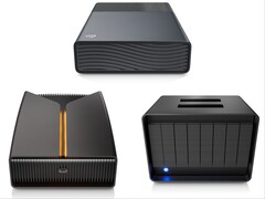 Seagate One Touch (fent), FireCuda X Vault (balra) és LaCie 8big Pro5 (jobbra).