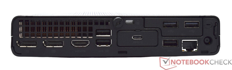 Hátul: 2x DisplayPort 1.4, HDMI 2.1, 3x USB Type-A 10 Gbit/s, 2x USB Type-A 2.0, USB Type-C 10 Gbit/s, RJ45 GBit-LAN, tápcsatlakozó