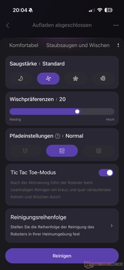 A tisztítási teljesítmény beállításai