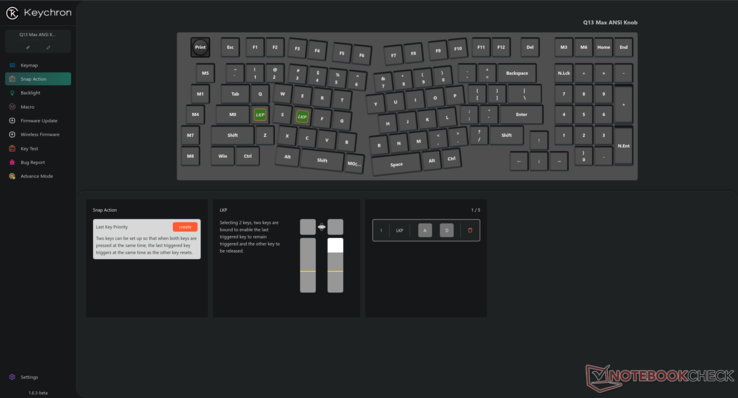 A Keychron Launcher LKP (SOCD) opciókat Snap Actionnek nevezik. 