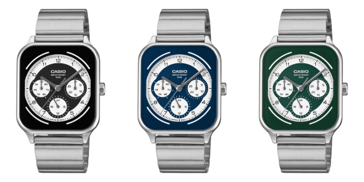 Balról jobbra: a Casio MTP-M307D-1BV, MTP-M307D-2BV és MTP-M307D-3BV órák. (Kép forrása: Casio, szerkesztés)