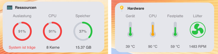 Tartós terhelés mellett a CPU hőmérséklete 90 Celsius-fokra emelkedhet.