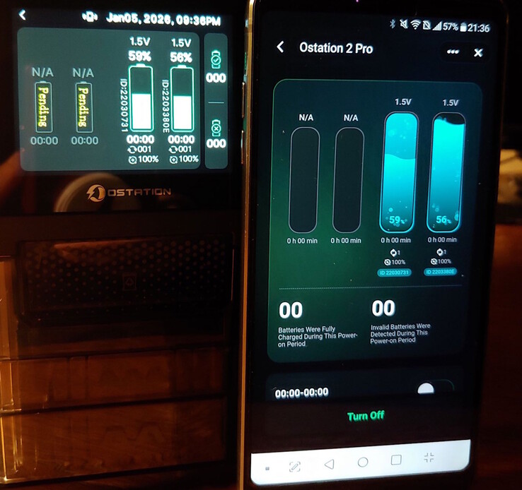 Az alkalmazás tükrözi a töltő állapotát. (Kép forrása: Notebookcheck)