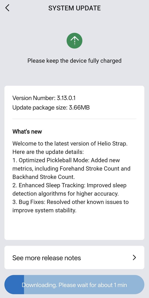 Az Amazfit Helio Strap firmware v 3.13.0.1 kiadásának megjegyzései